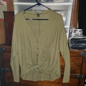 Hunter green front tie shirt